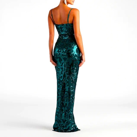 Windsor Leah Formal Sequin Mesh Long Dress (ALTERED WITH HEMMING) - Picture 3 of 5
